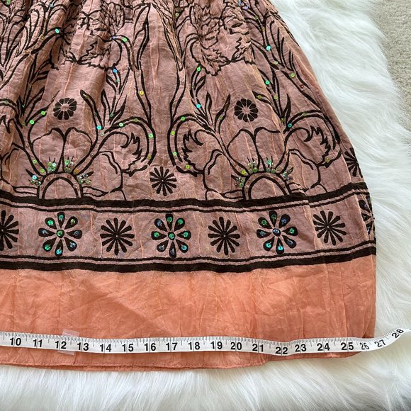 Anthropologie Lapis Dress Skirt Convertible Peach Pink Beaded Boho #A097B OS - Picture 7 of 8